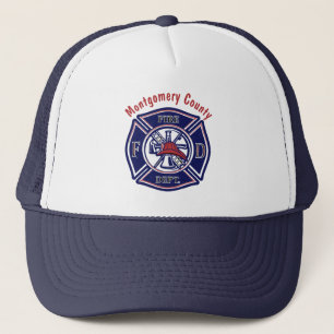 Blue Firefighter Badge Logo Personalised Trucker Hat