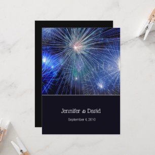 Blue Fireworks Wedding Invitation
