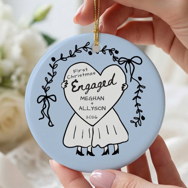 Blue First Christmas Engaged Ornament (Creator Uploaded)