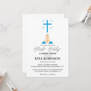 blue first communion invitations