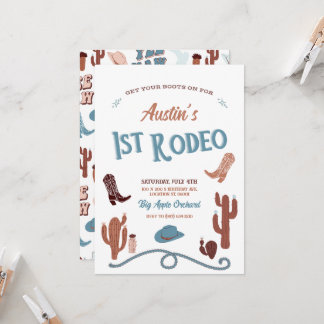Blue First Rodeo Invitation