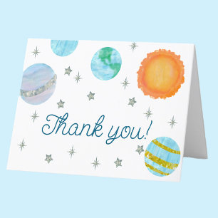 Blue First Trip Around The Sun Boy 1st Birthday  Thank You Card