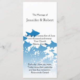 Blue Fish and Coral Wedding Program Programme