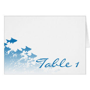 Blue Fish and Coral Wedding Table Number tent