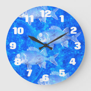 Blue Fish Aquarium Large Clock