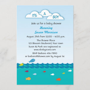 Blue Fish Baby Boy Shower Invitation