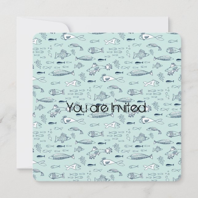 Blue Fish Baby Shower Invitation (Front)