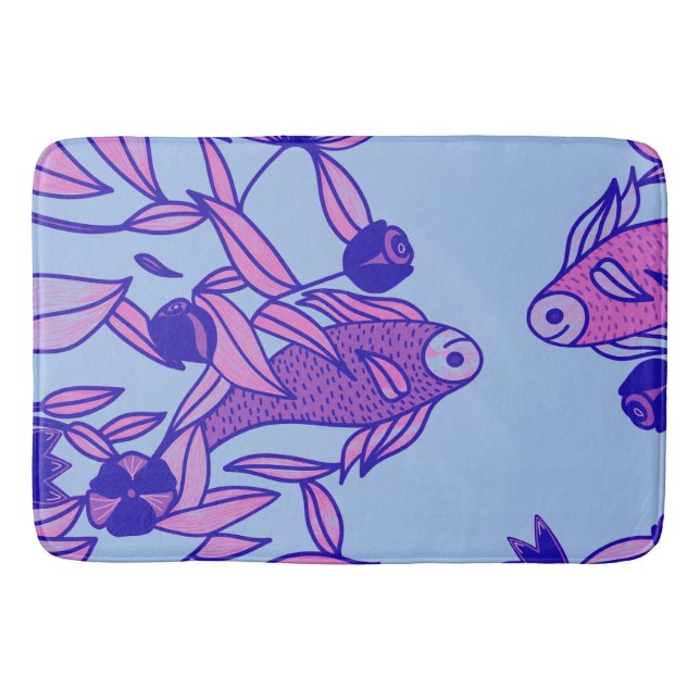 Blue Fish Bath Mat (Front)