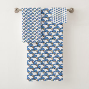Blue Fish Bath Towel Set