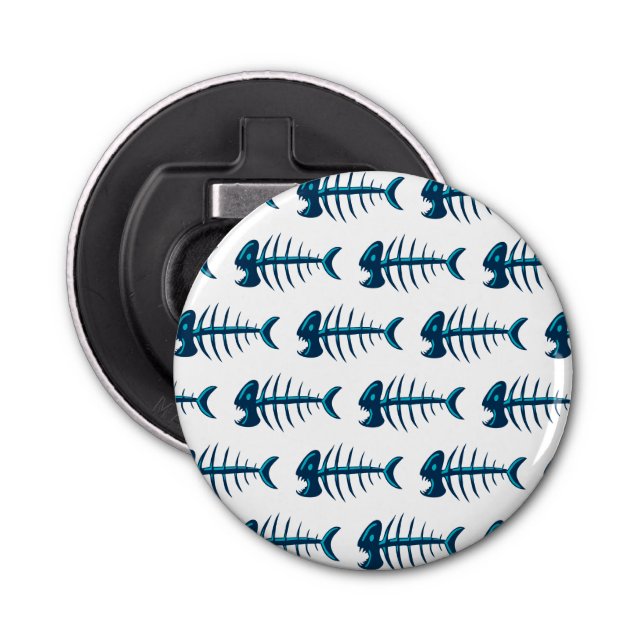 Blue Fish Bones Pattern Bottle Opener (Front)