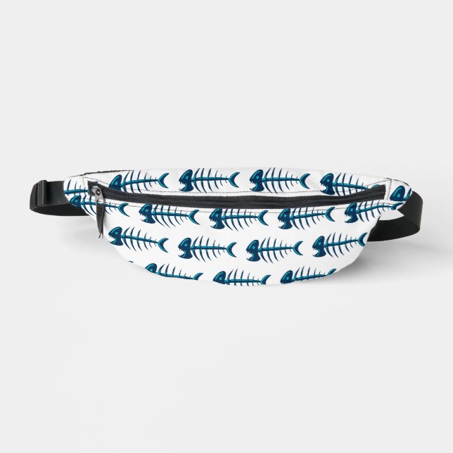 Blue Fish Bones Pattern Bum Bags (Front)
