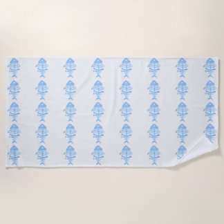 Blue Fish Coastal Nautical Beach House Bathroom Beach Towel