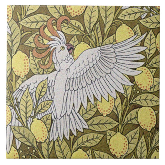 Blue Fish, Cockatoos and Lemons Tile (Front)