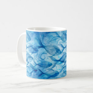 Blue Fish Flowing Abstract Harmonious Coffee Mug