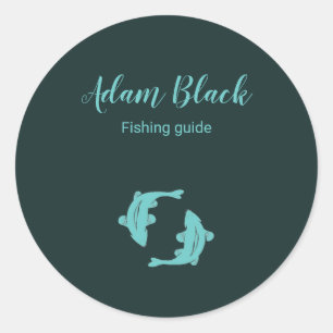 Blue fish guide business classic round sticker