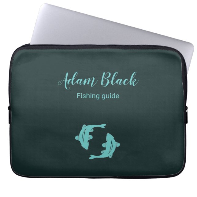 Blue fish guide business laptop sleeve (Front)