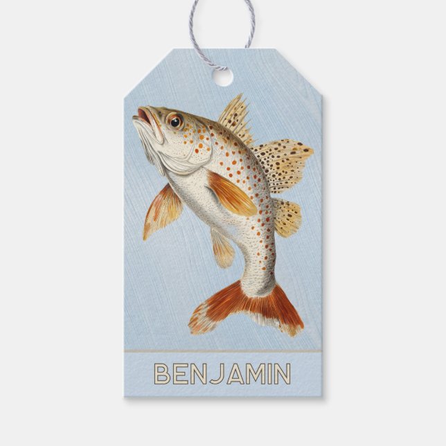 Blue Fish Happy Birthday Gift Tag (Front)