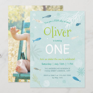 Blue Fish Kids Birthday Party Card