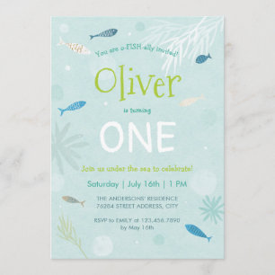 Blue Fish Kids Birthday Party Card