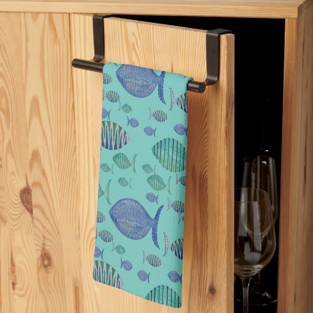Blue Fish Kitchen Towel (Thirds Fold)