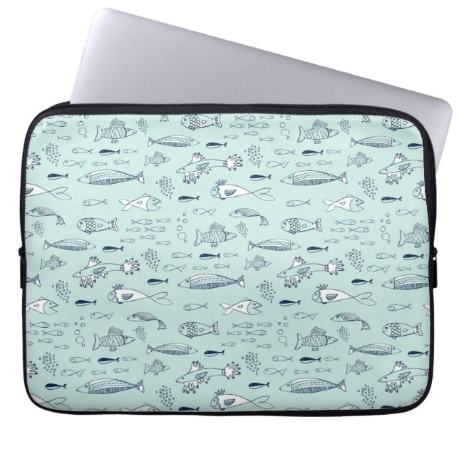 Blue Fish Laptop Sleeve (Front)