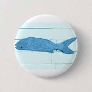 blue fish logo 6 cm round badge