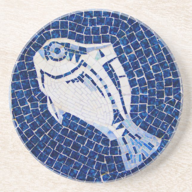 Blue Fish Mosaic Coaster (Front)