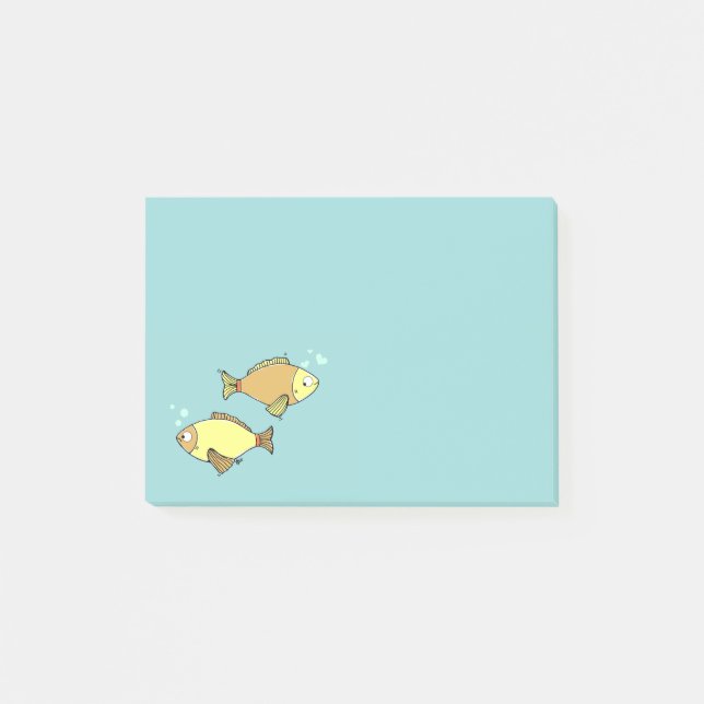 Blue Fish Motif Post-It Notes (Front)