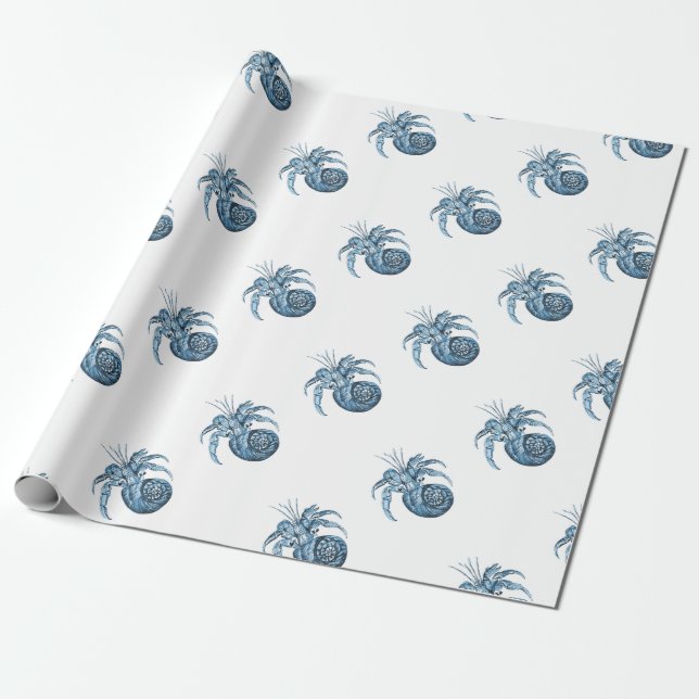 Blue fish nautical coastal ocean beach gifts wrapping paper (Unrolled)