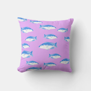 Blue fish on lilac cushion