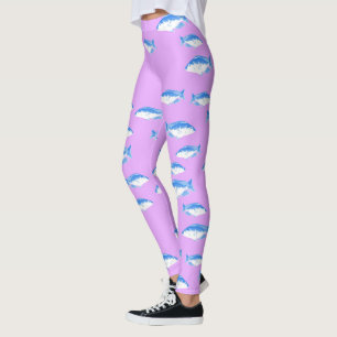 Blue fish on lilac leggings