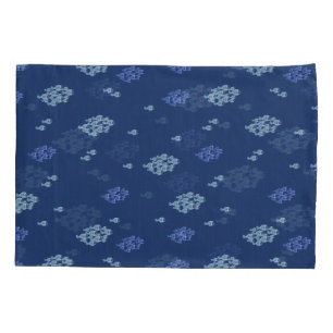 Blue fish on navy texture repeat design pillowcase