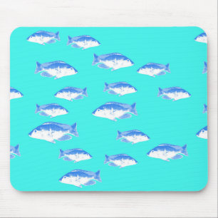 Blue fish on turquoise mouse mat