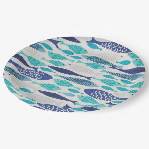 Blue Fish Paper Plate