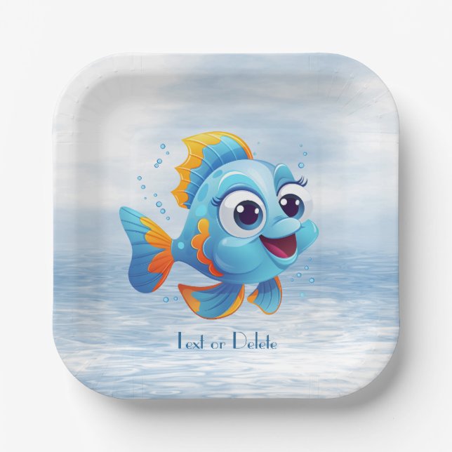 Blue Fish Paper Plate (Front)