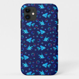 blue fish pattern iPhone 11 case