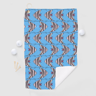 Blue fish pattern golf towel