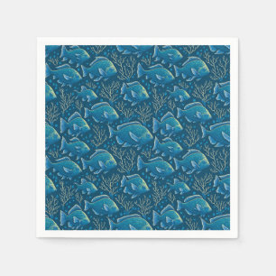 Blue Fish Pattern Napkin