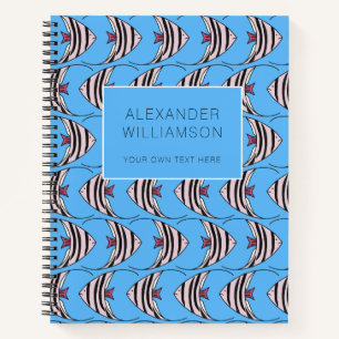 Blue fish pattern notebook