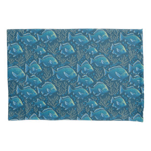Blue Fish Pattern Pillowcase