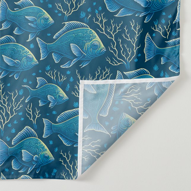 Blue Fish Reapting Pattern Tapestry (Detail)