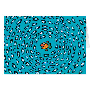 Blue Fish School Pattern with Small Orange Fish