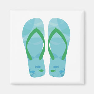 Blue Fish Summer Beach Flip Flops Magnet