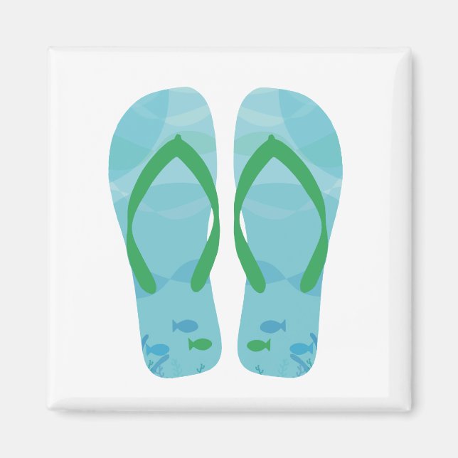 Blue Fish Summer Beach Flip Flops Magnet (Front)