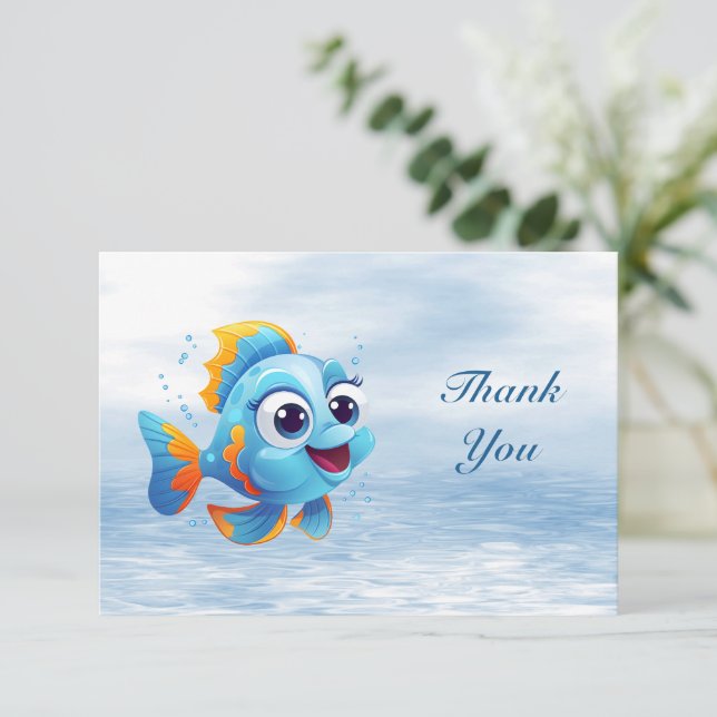 Blue Fish Thank You Card (Standing Front)
