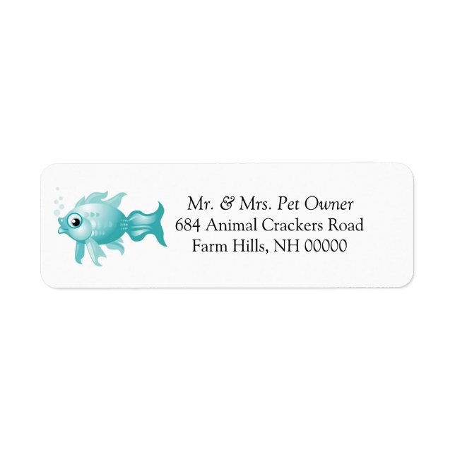 Blue Fish Theme Return Address Labels Stickers (Front)