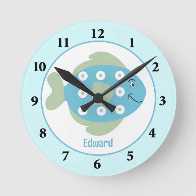 Blue Fish Under The Sea Wall Clock (Front)
