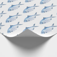 Blue Fish Watercolor Coastal
