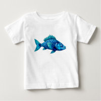 Blue Fish with Spiky Fins and Scales