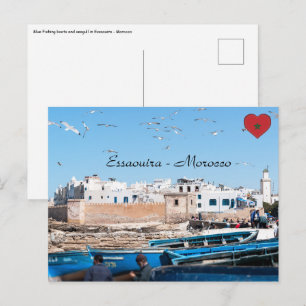 Blue Fishing boats in Essaouira - Morocco Postcard